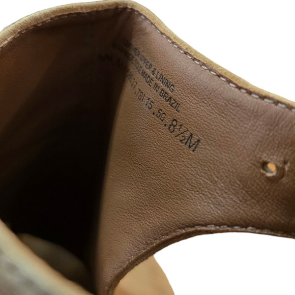 Tory Burch Tan Suede Leather Open Peep Toe Wood Wedge Slingback Heels 8.5 - Picture 6 of 7